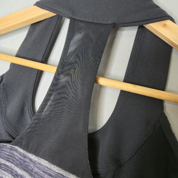 Lululemon Scoop Neck Tank Top Blue/black/gray Striped Size 6 - Picture 4 of 6